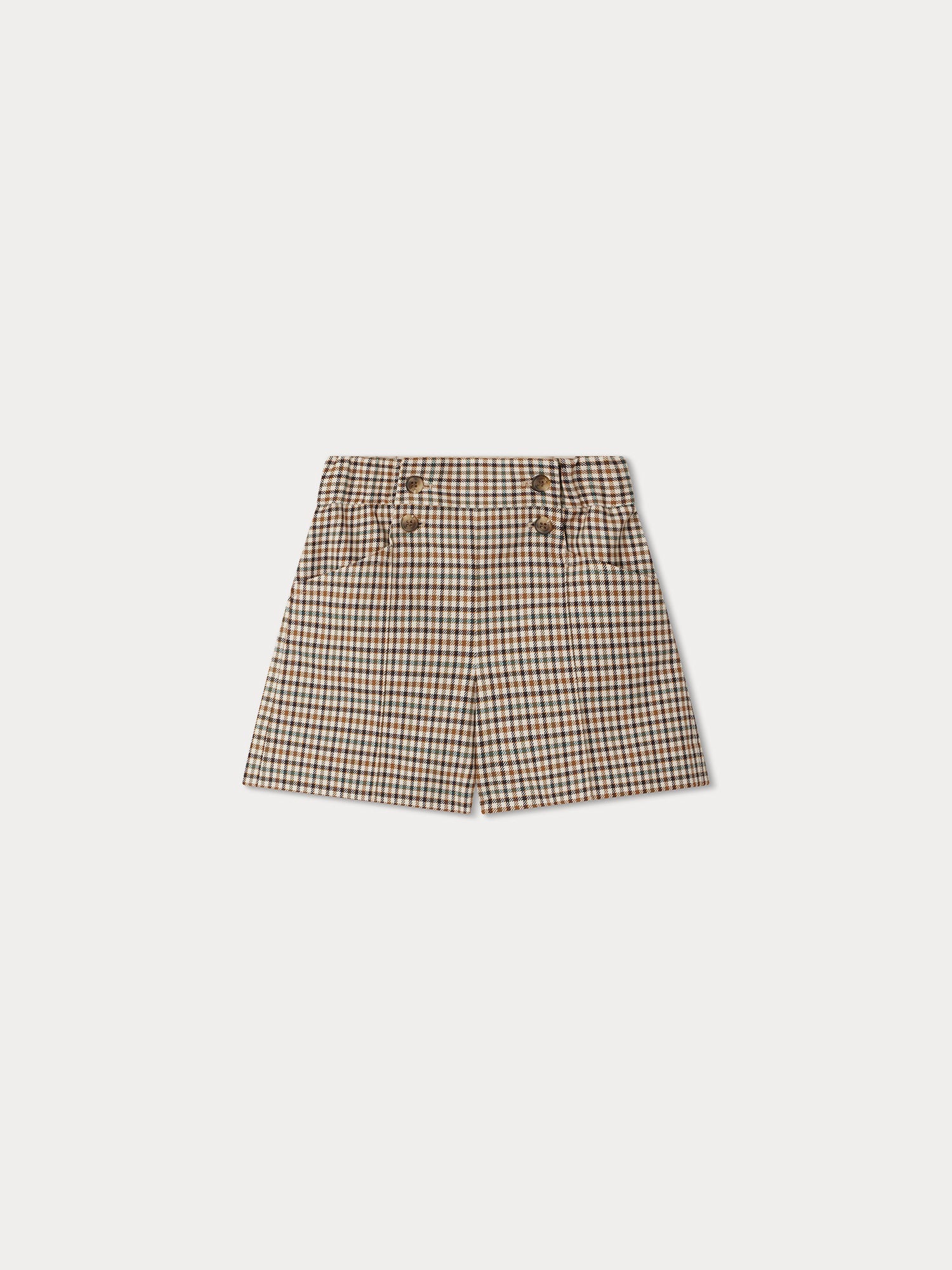 Girls Brown Check Suit Shorts