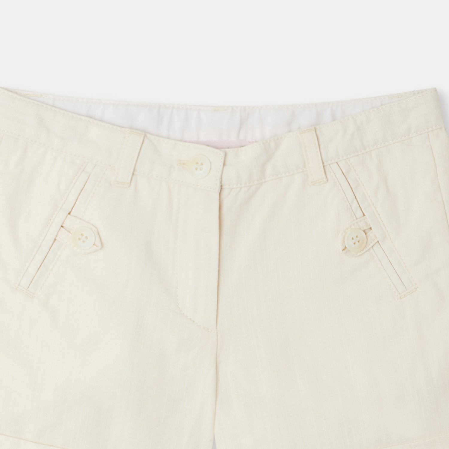 Girls White Cotton Shorts