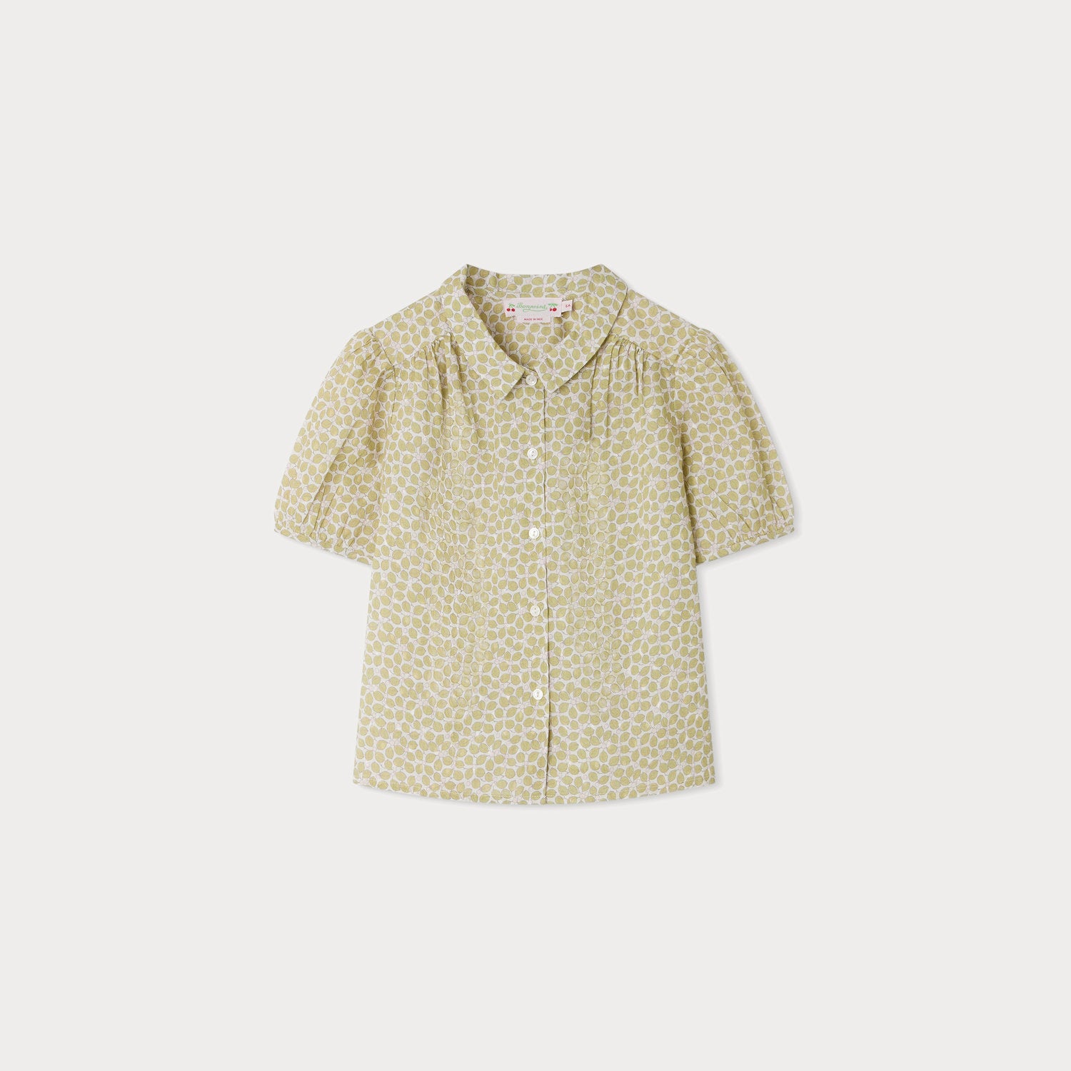 Girls Green Floral Cotton Shirt