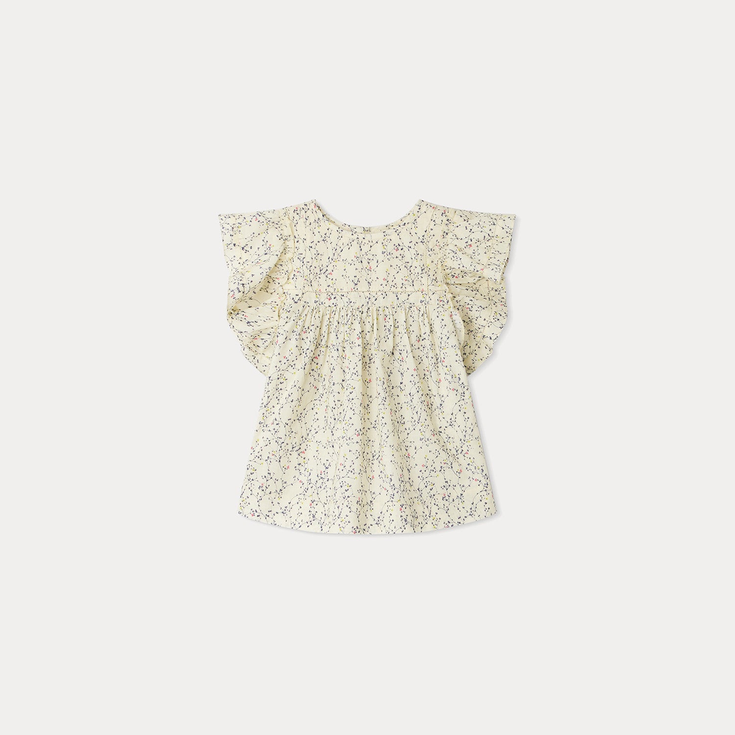Girls Ivory Floral Cotton Top