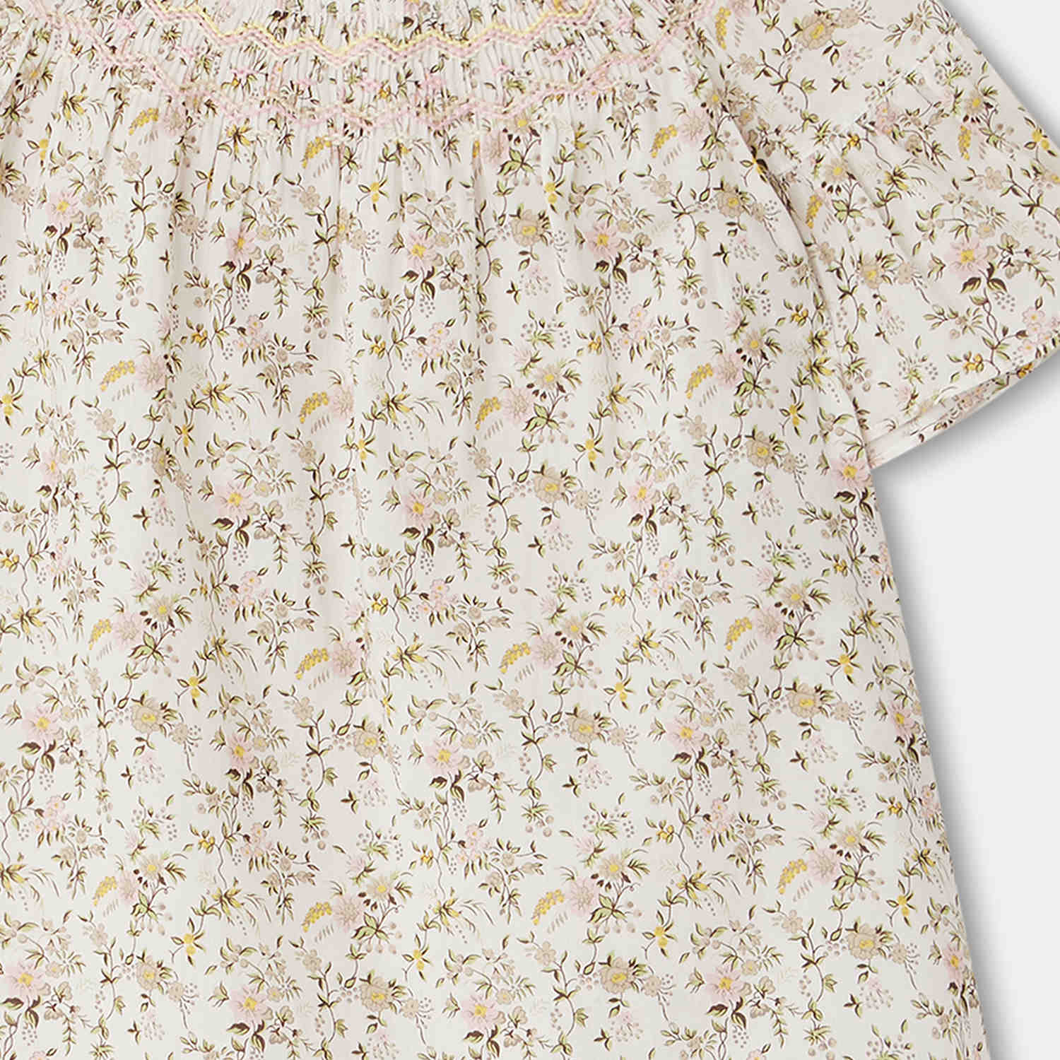 Girls White Floral Cotton Top