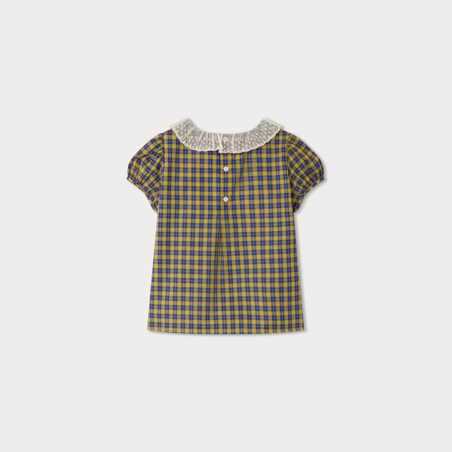 Girls Yellow Check Cotton Top