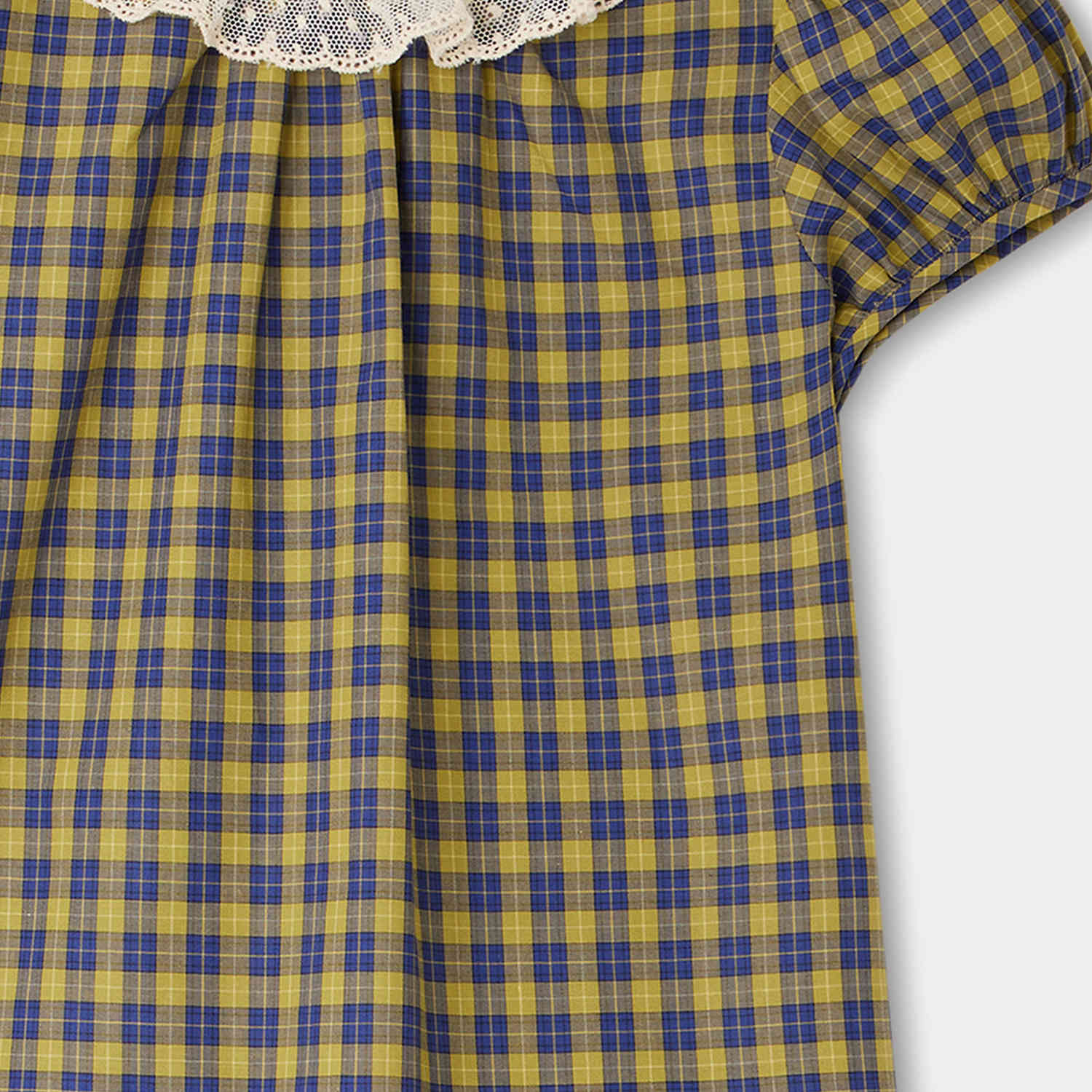 Girls Yellow Check Cotton Top
