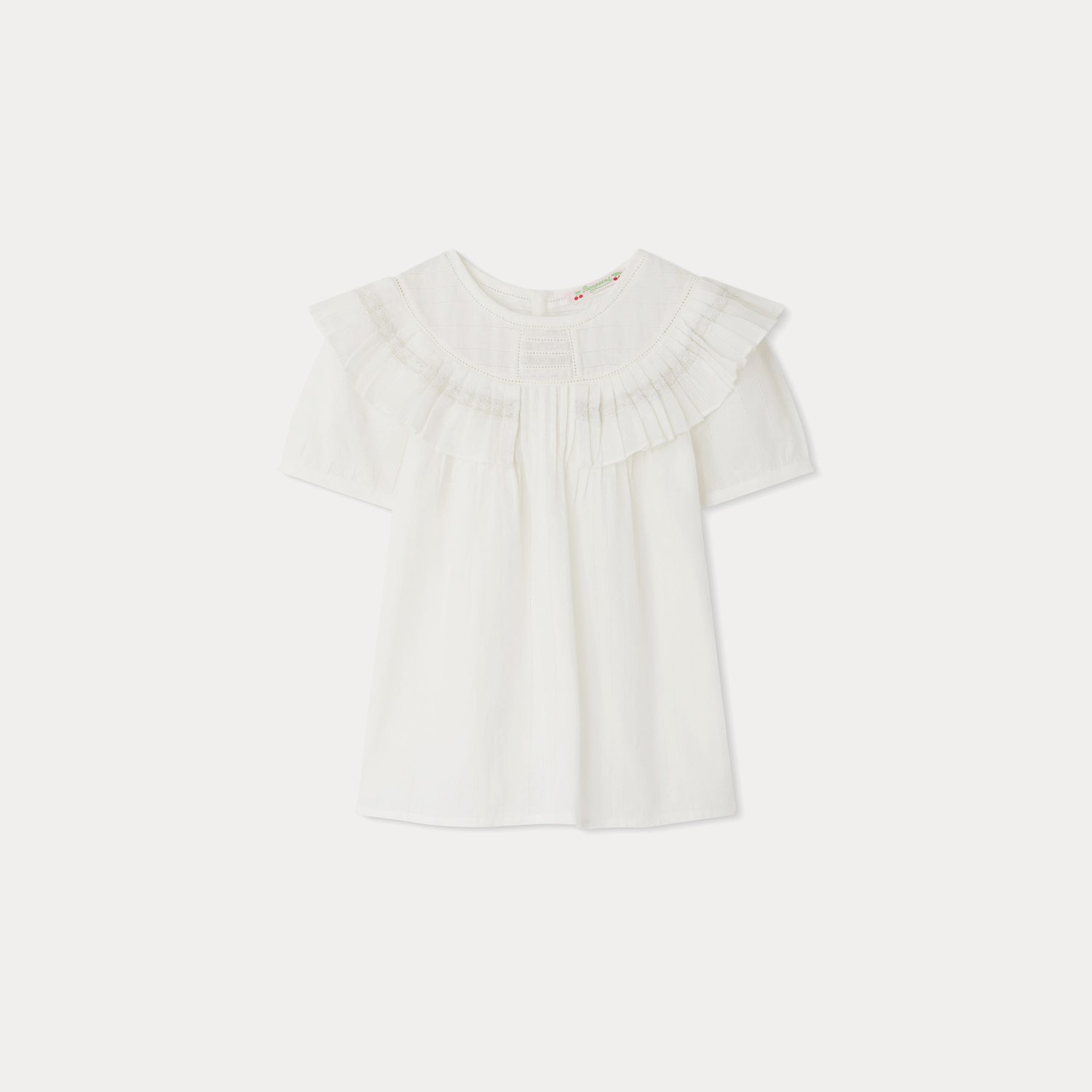 Girls White Ruffled Cotton Top
