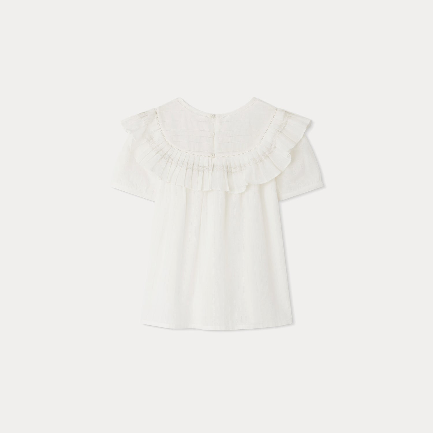 Girls White Ruffled Cotton Top