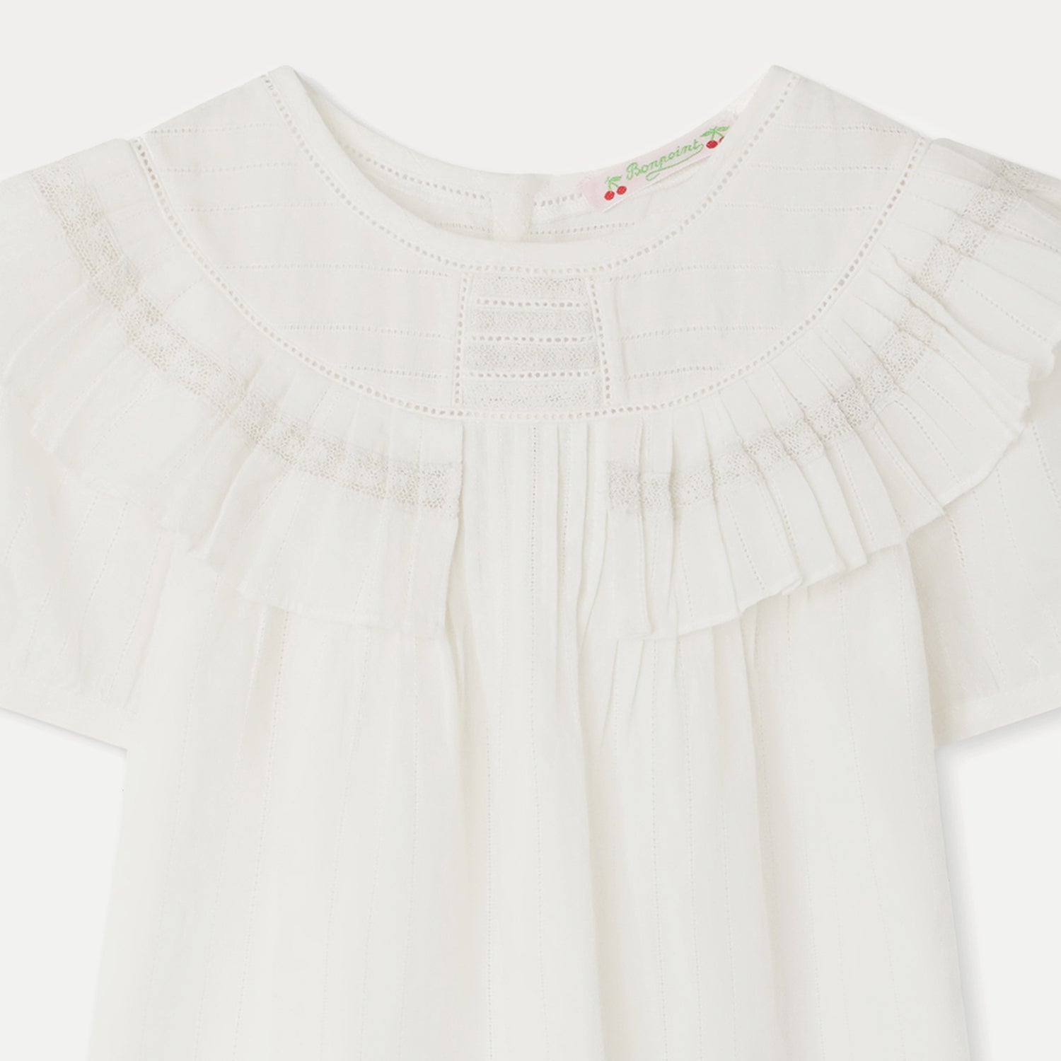 Girls White Ruffled Cotton Top