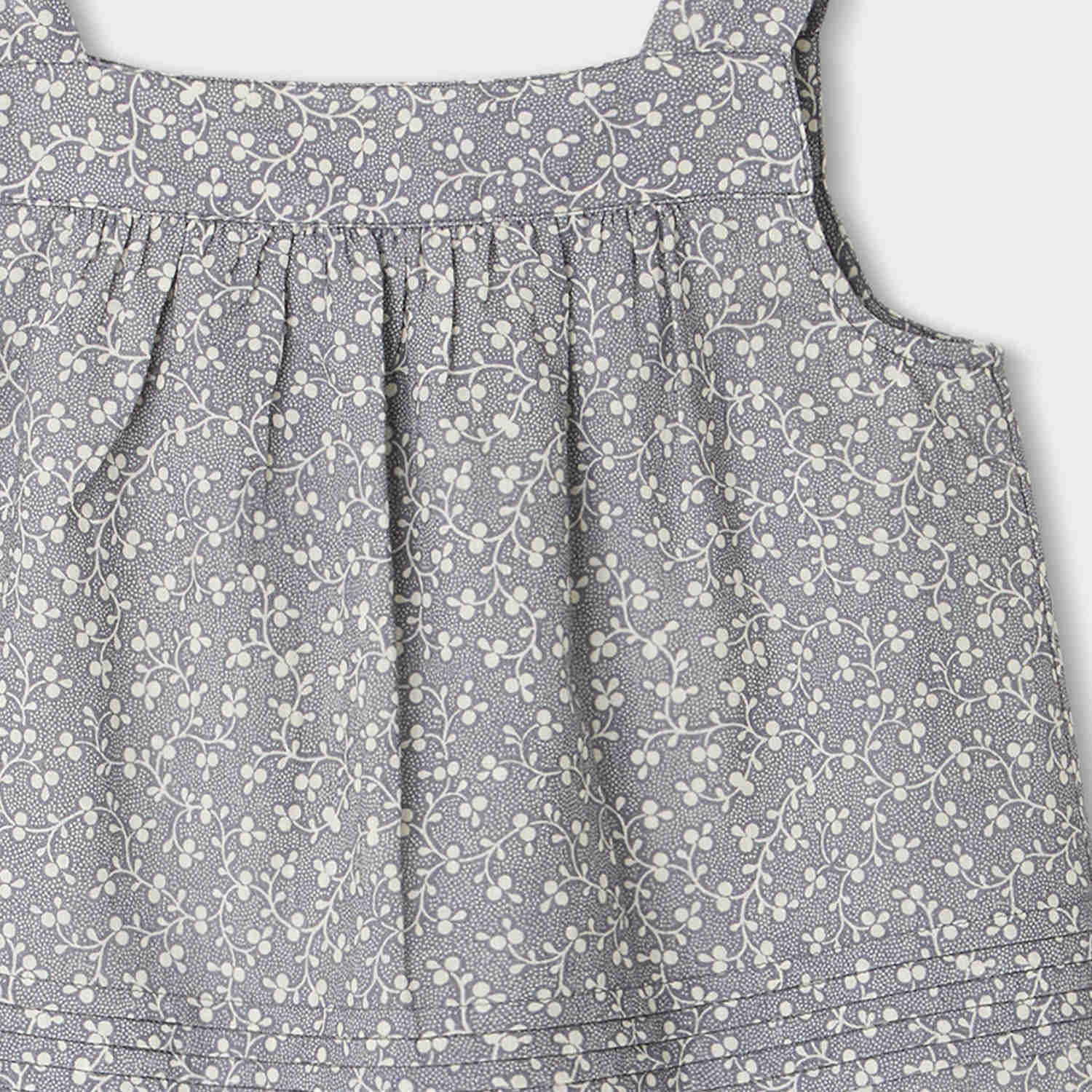 Girls Blue Floral Cotton Top