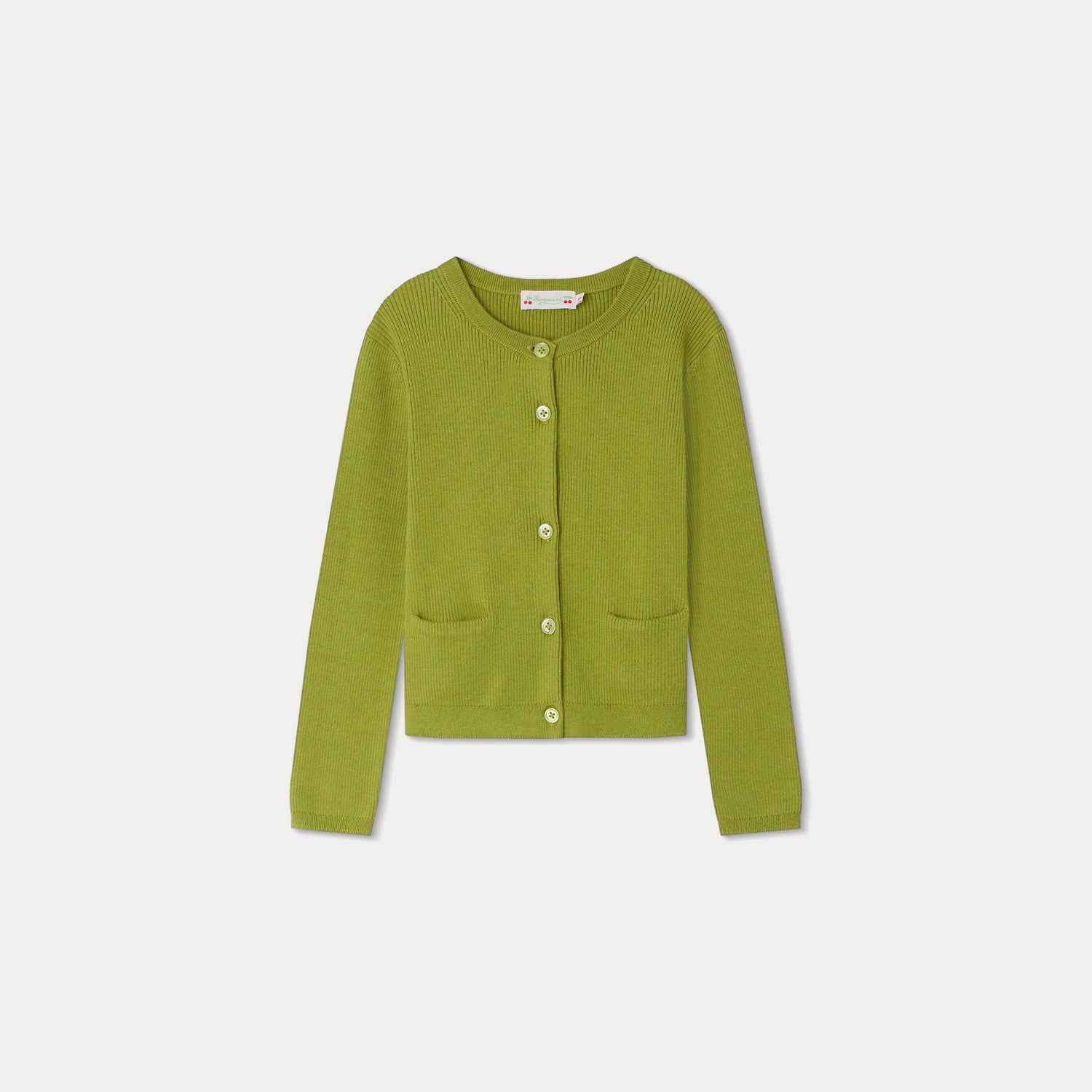 Girls Green Cotton Cardigan
