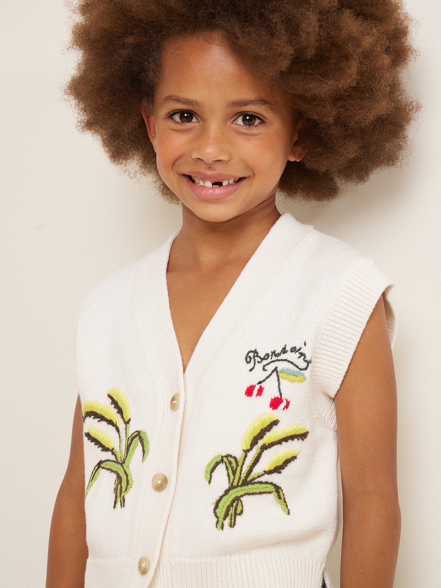 Girls White Printing Logo Cardigan