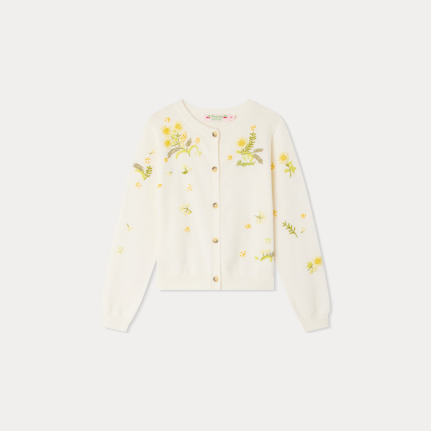 Girls White Embroidered Cotton Cardigan
