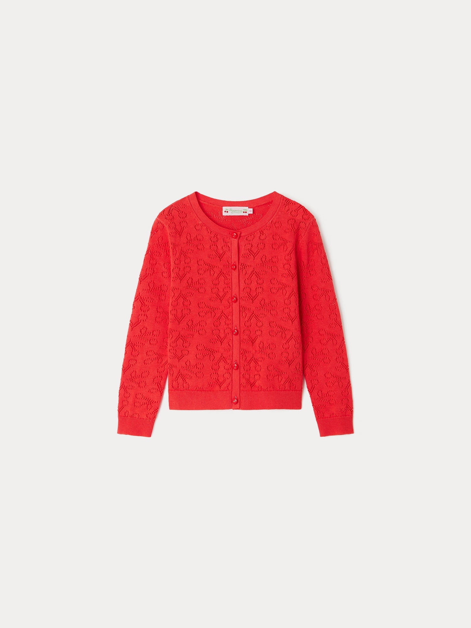 Girls Red Cotton Cardigan