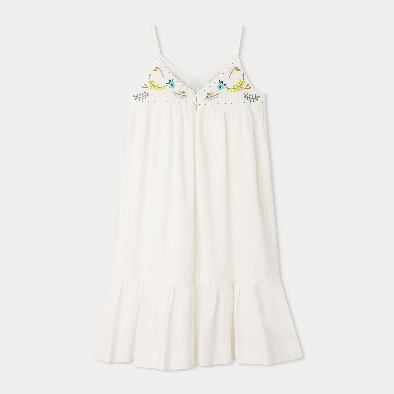 Girls White Embroidered Cotton Dress