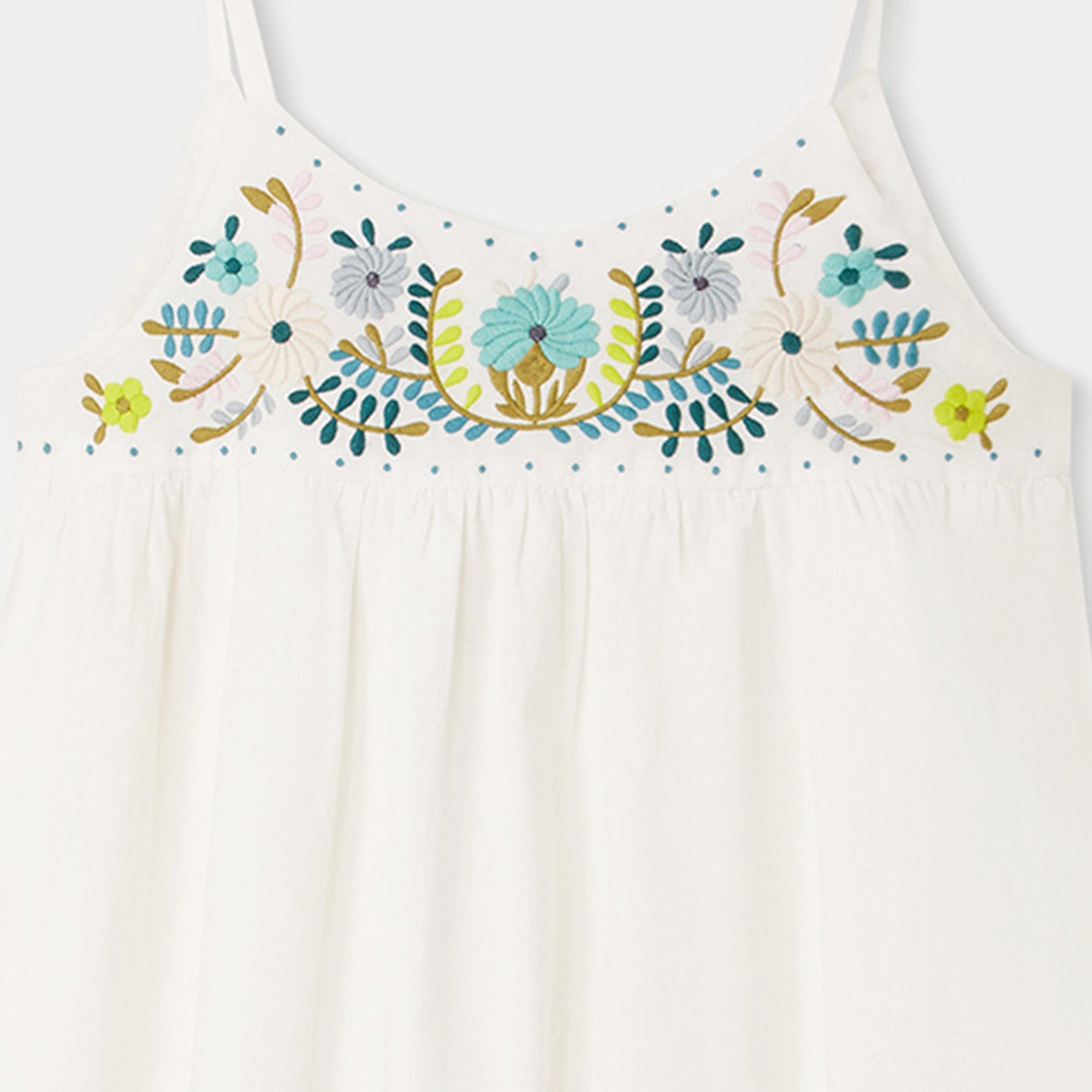 Girls White Embroidered Cotton Dress