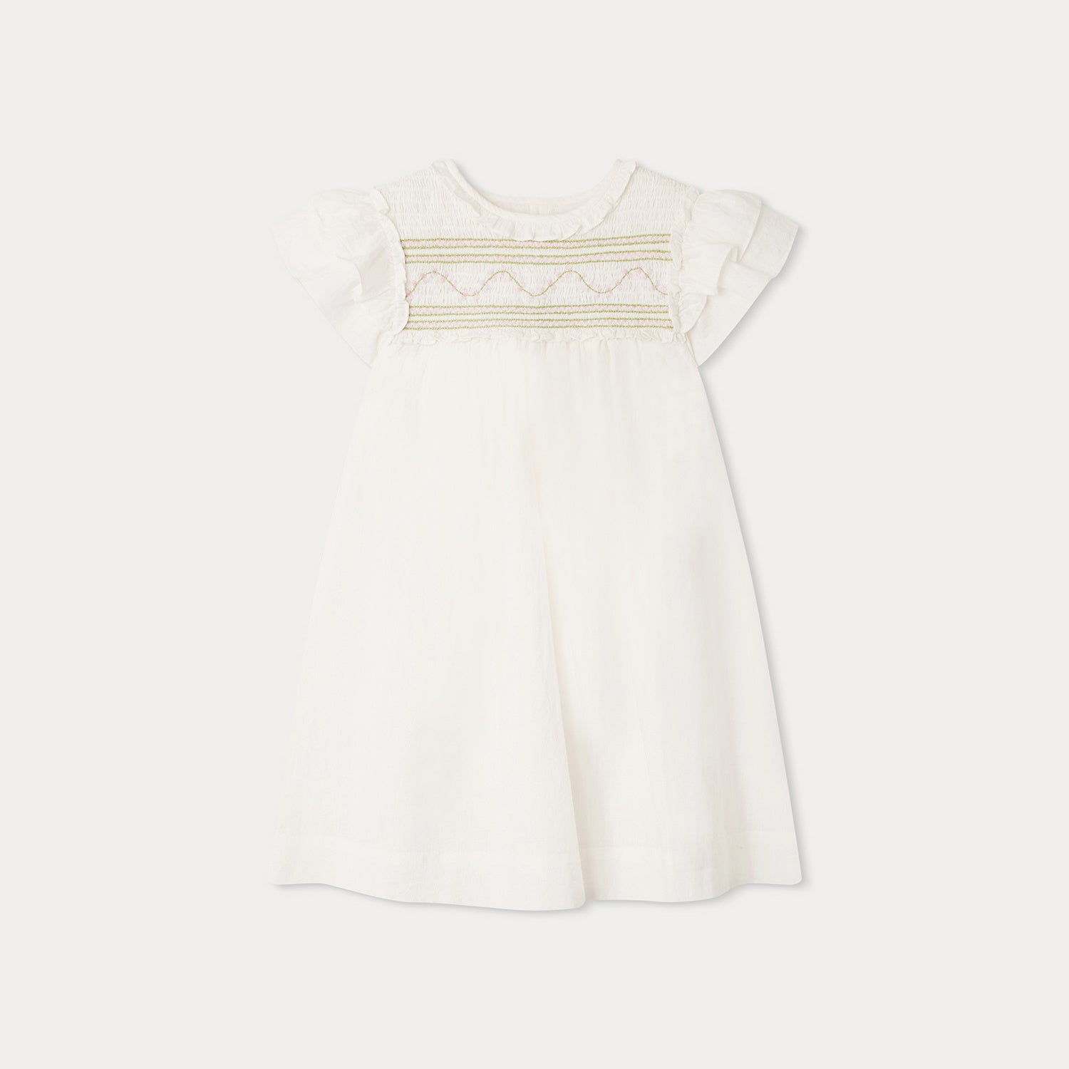 Girls White Cotton Dress