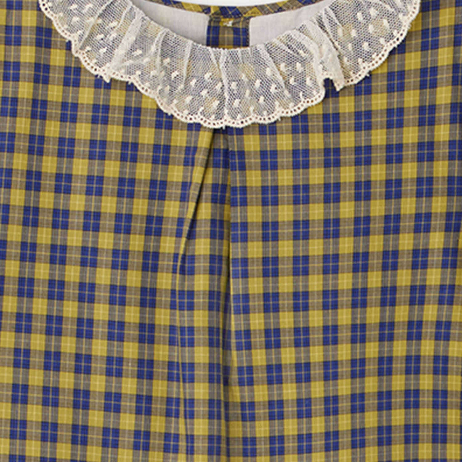 Girls Yellow Check Cotton Dress