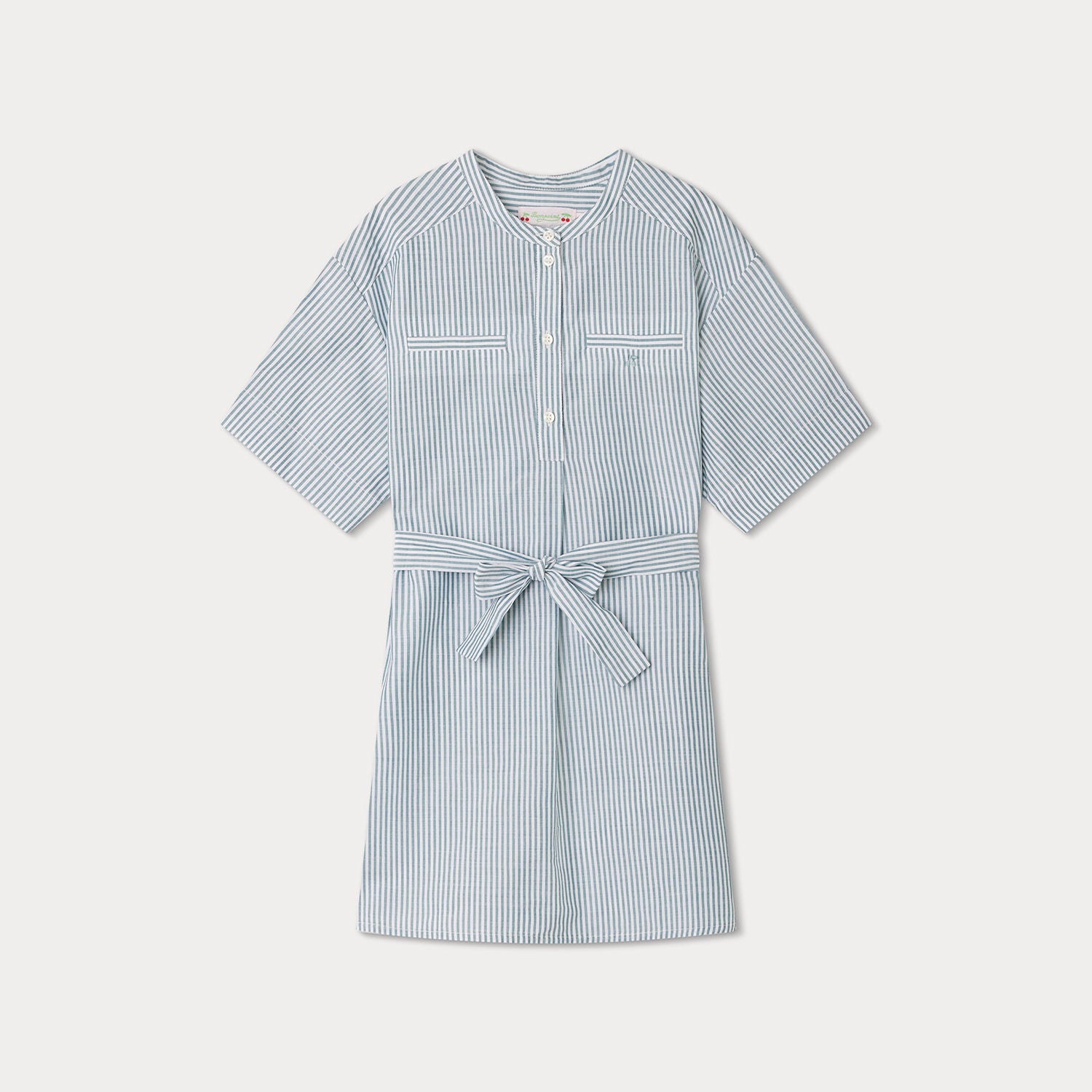Girls Blue Stripes Cotton Dress