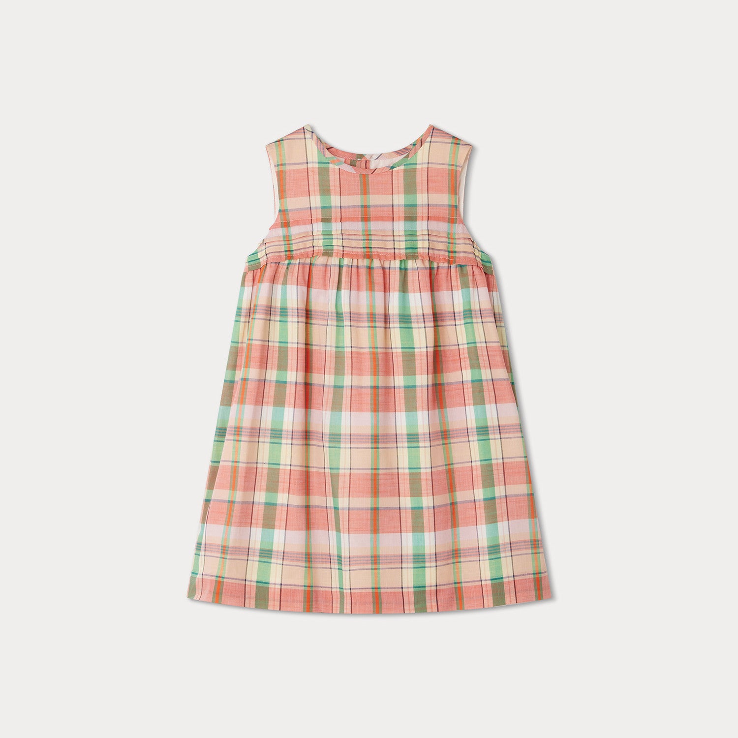 Girls Pink Check Cotton Dress