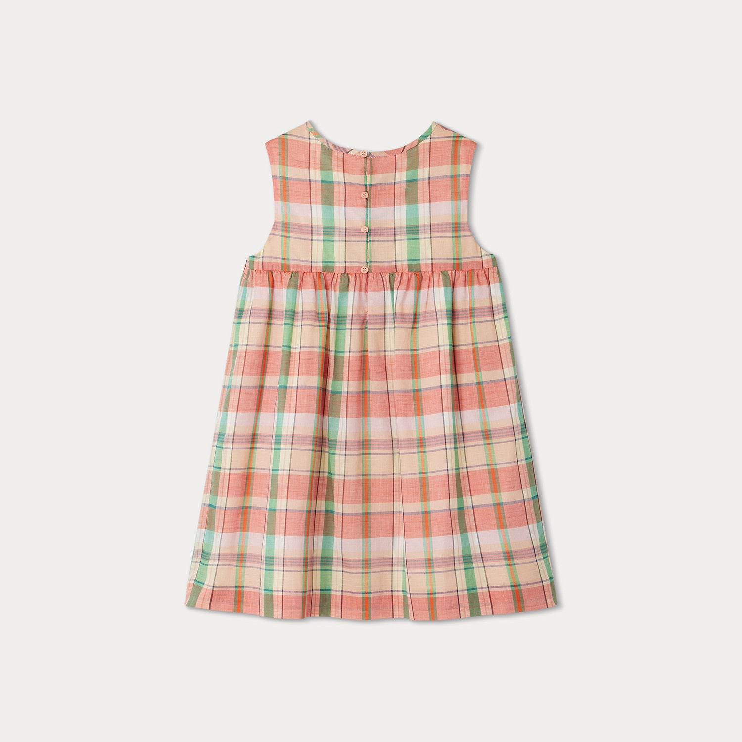 Girls Pink Check Cotton Dress