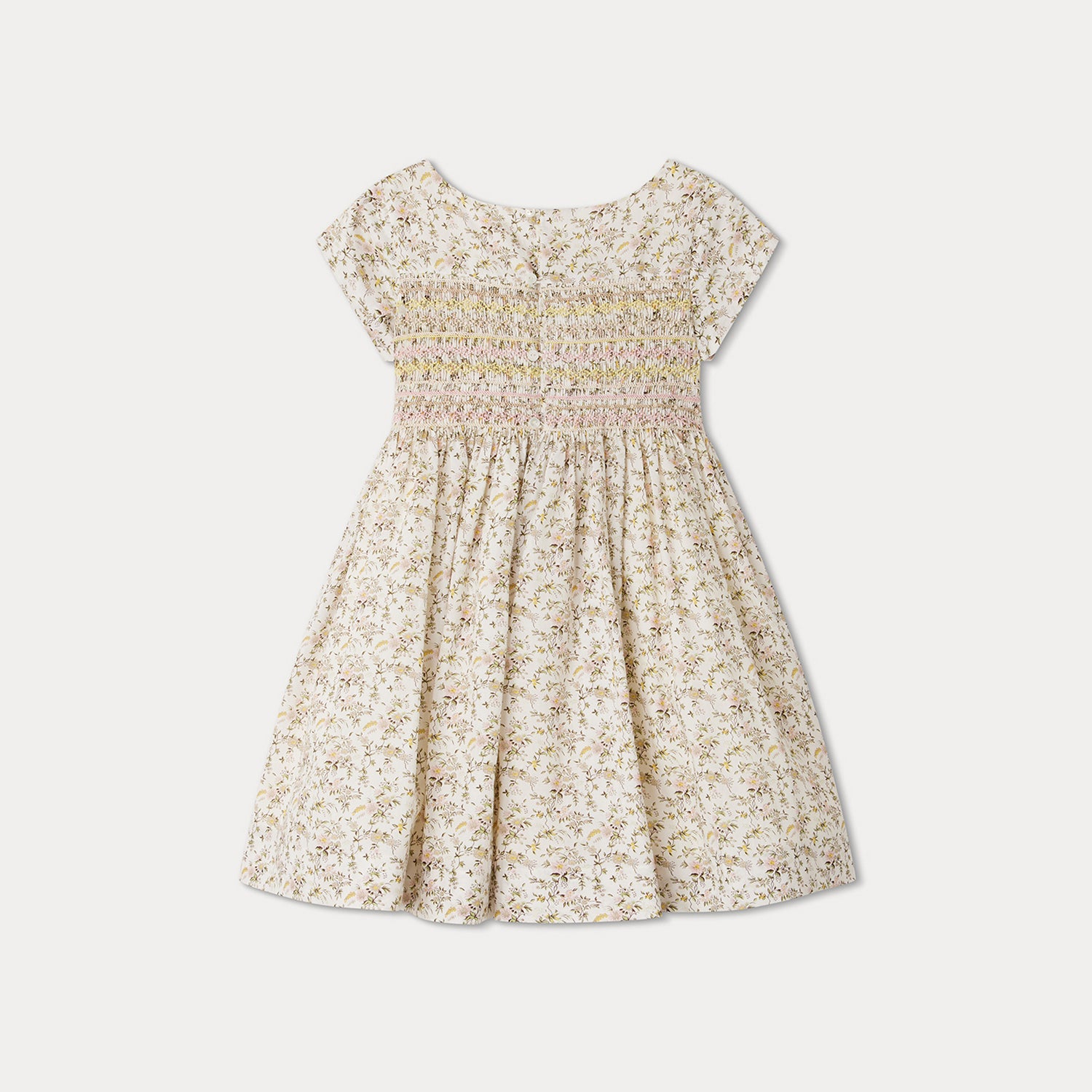 Girls White Floral Cotton Dress