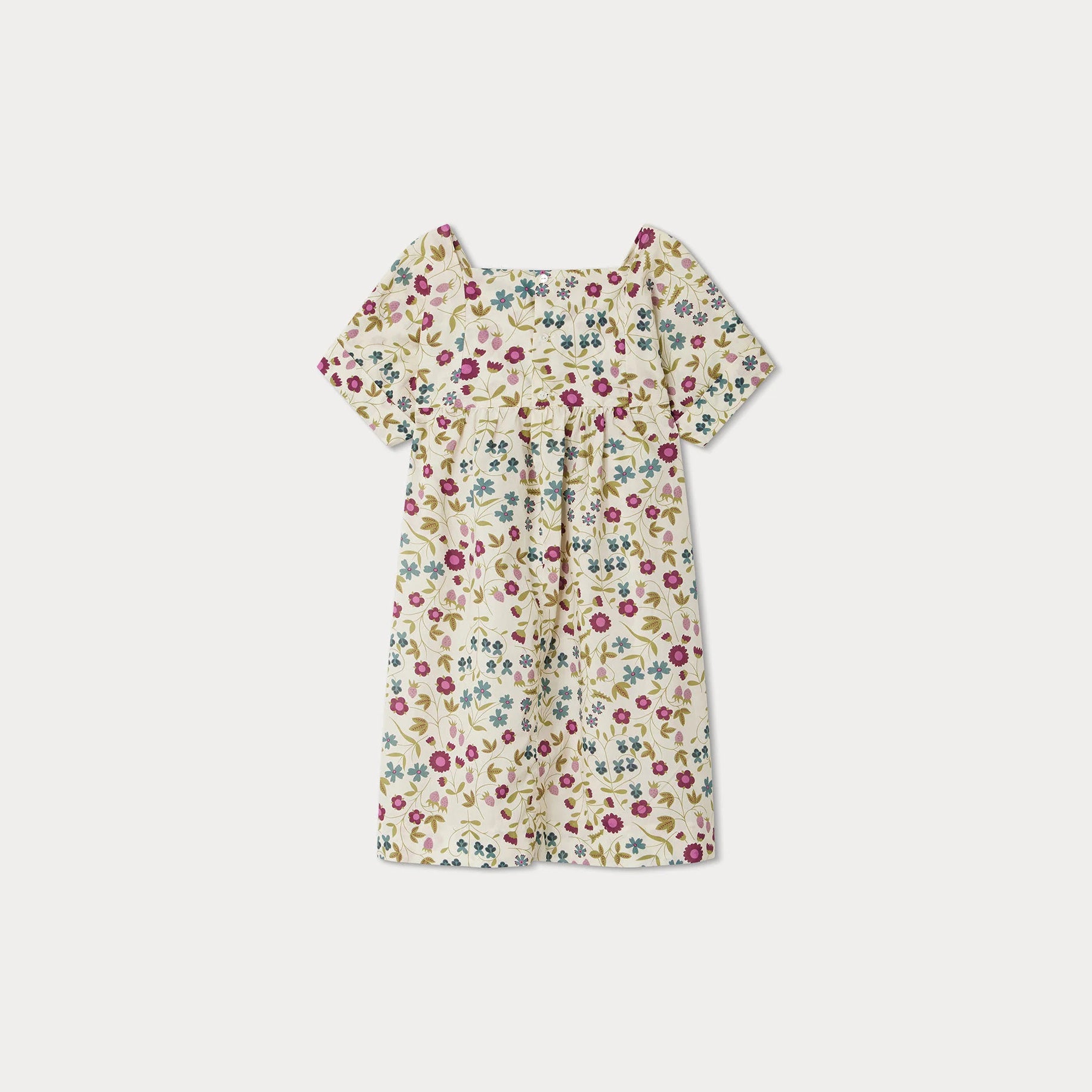 Girls White Floral Cotton Dress