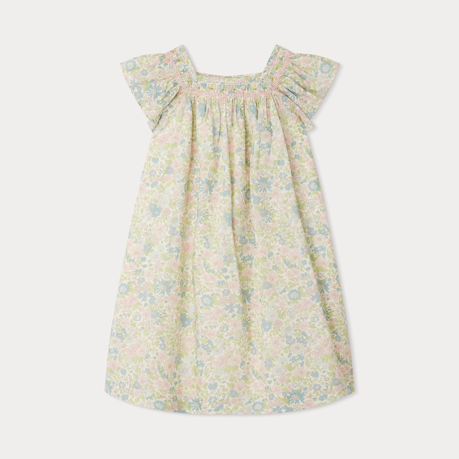 Girls Light Pink Flower Cotton Dress