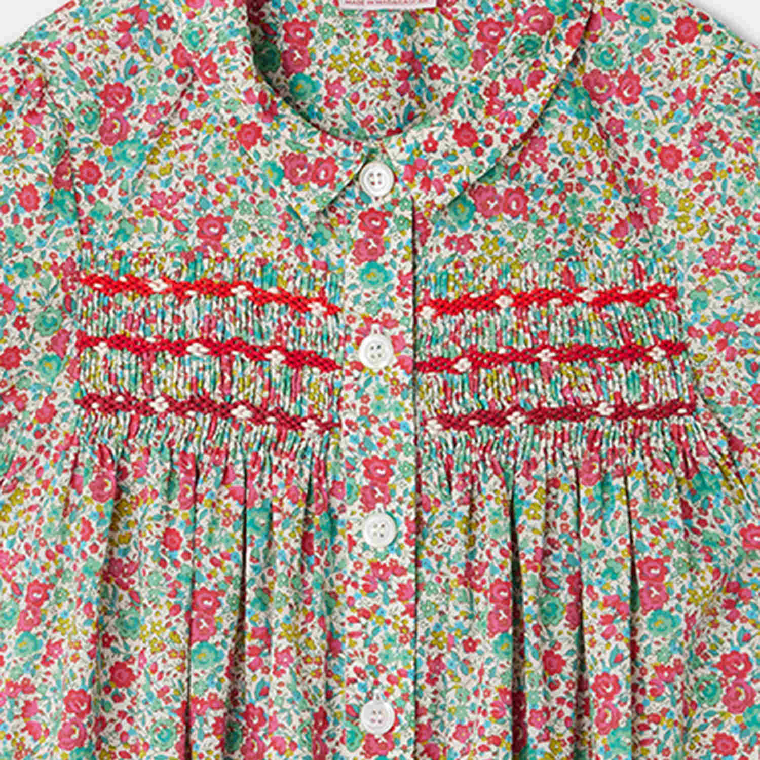 Girls Red Floral Cotton Dress