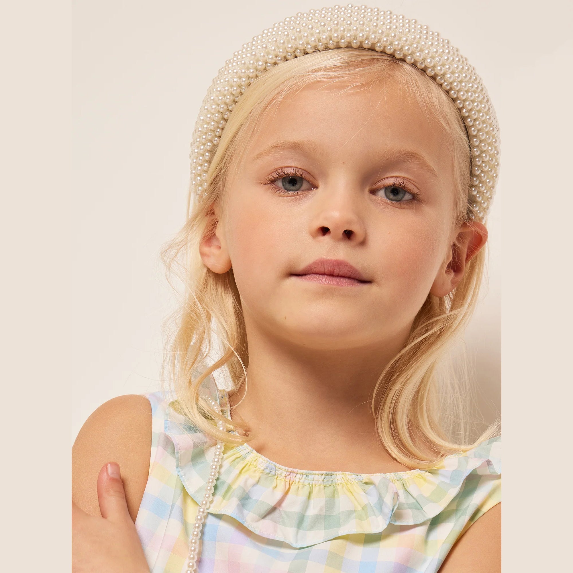 Girls White Pearl Headband