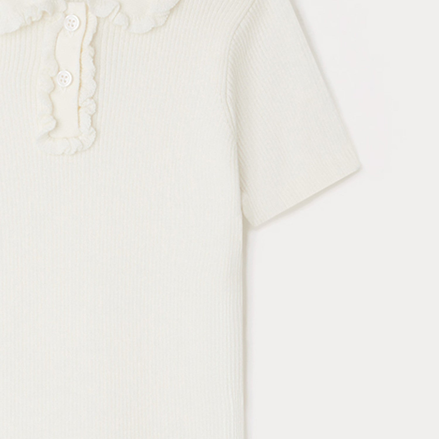 Girls White Cotton Polo Shirt