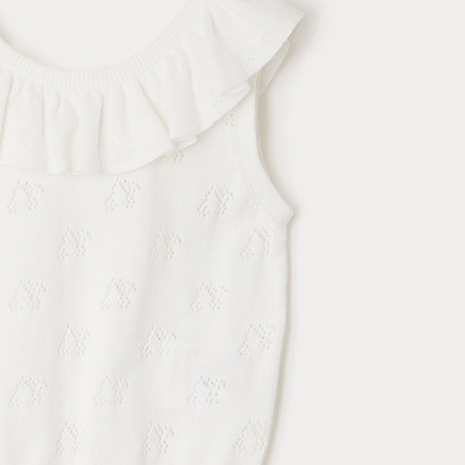 Girls White Logo Ruffler Knit Vest