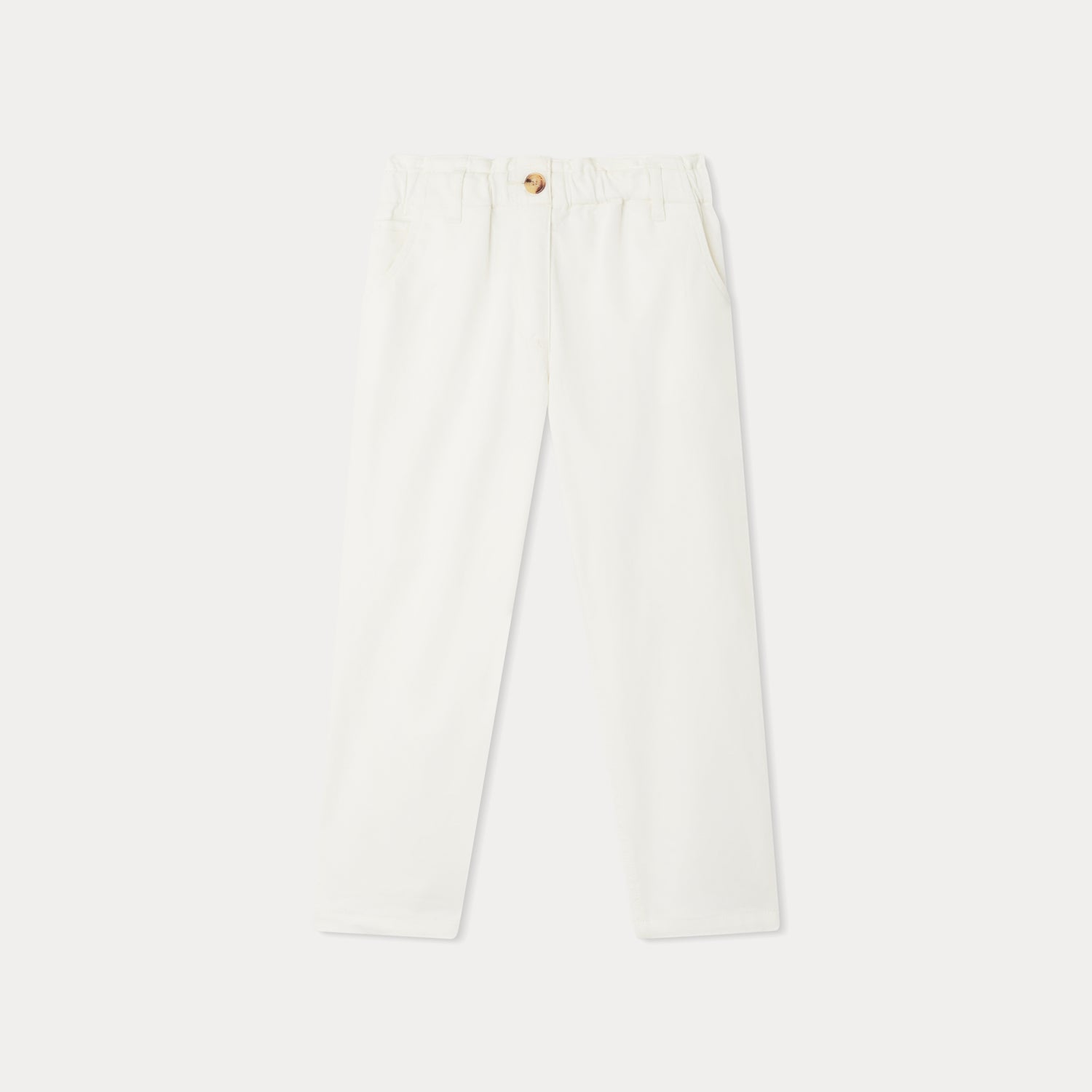 Girls White Cotton Trousers