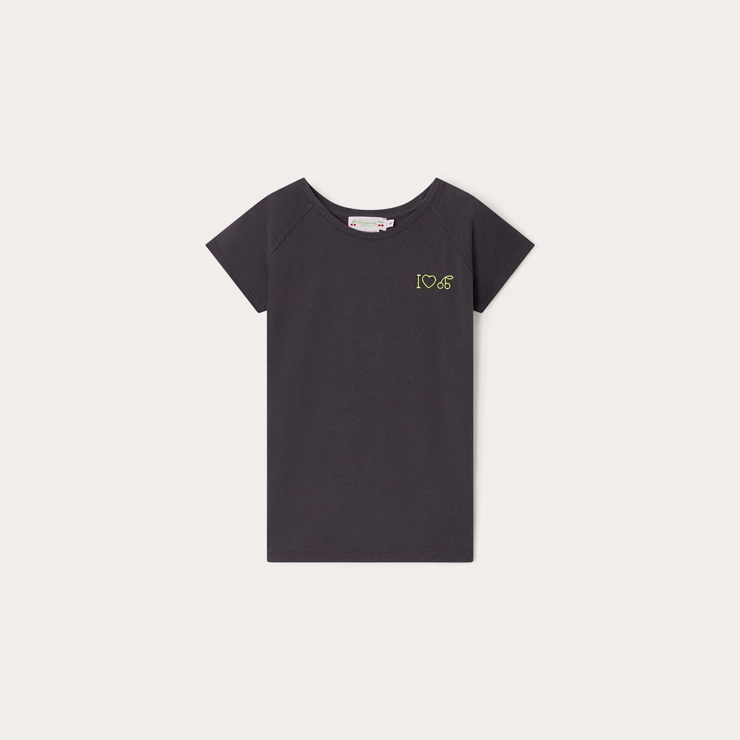 Girls Dark Grey Cotton T-Shirt
