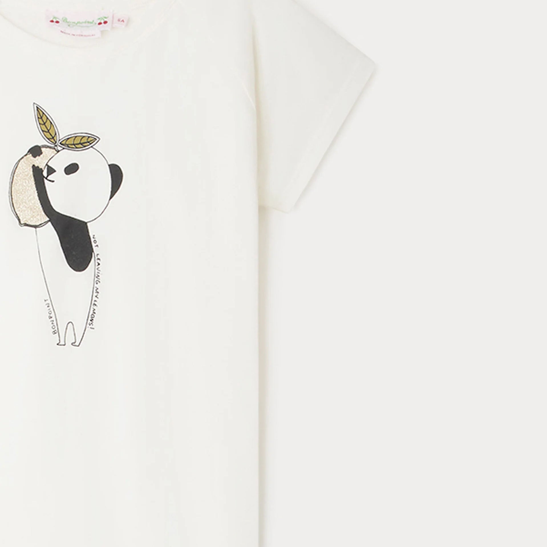 Girls White Printed Cotton T-Shirt