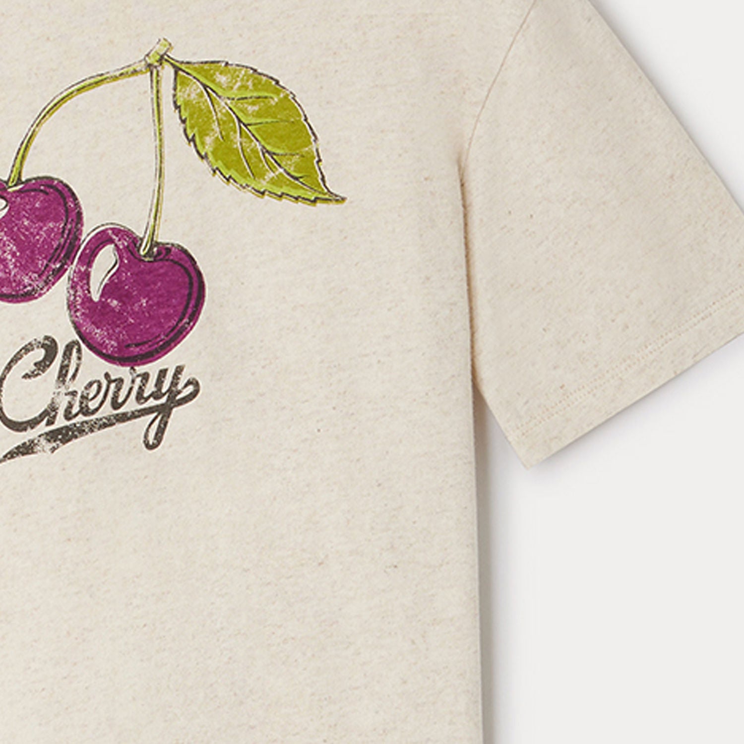 Girls Beige Printed Cotton T-Shirt