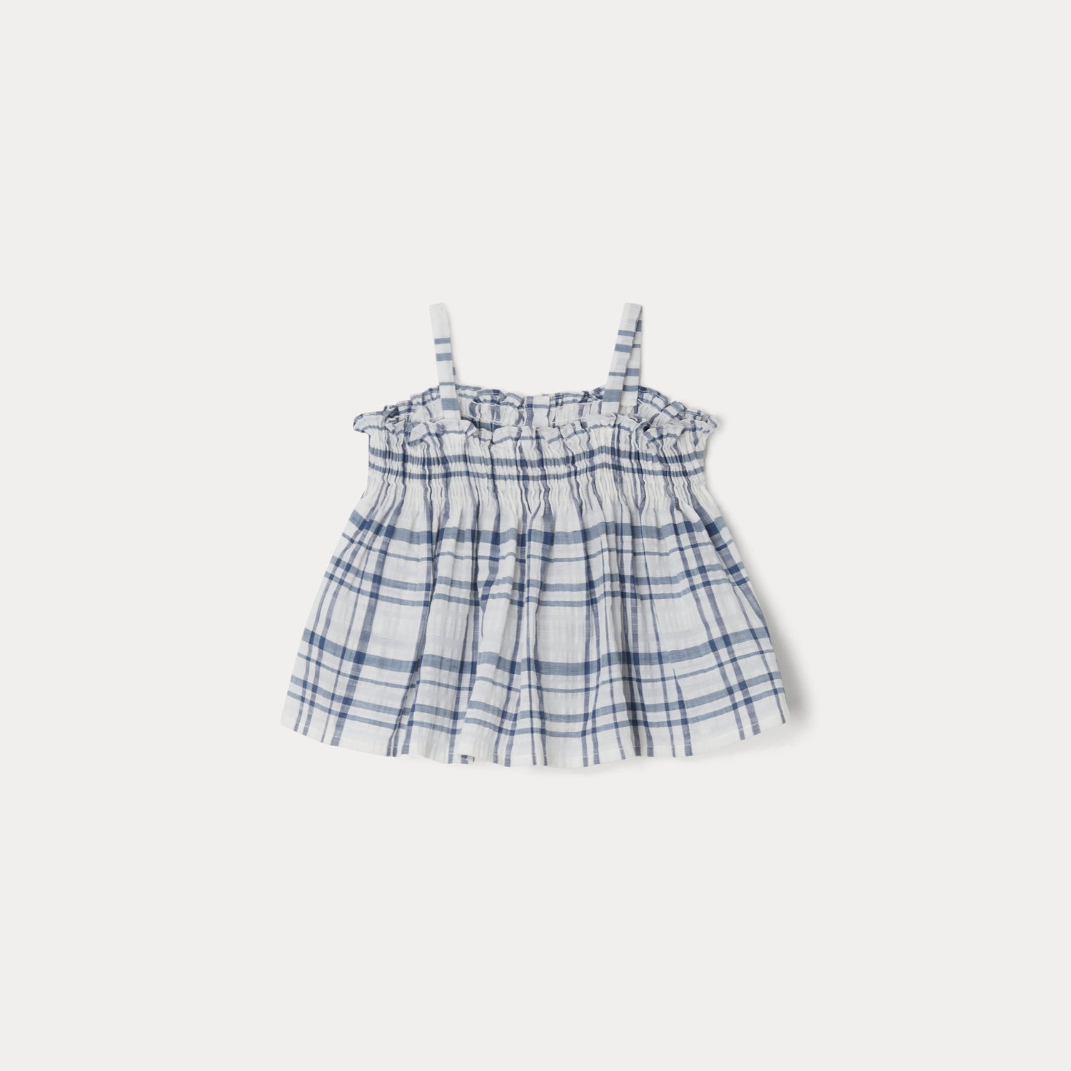 Baby Girls Blue Check Strap Top