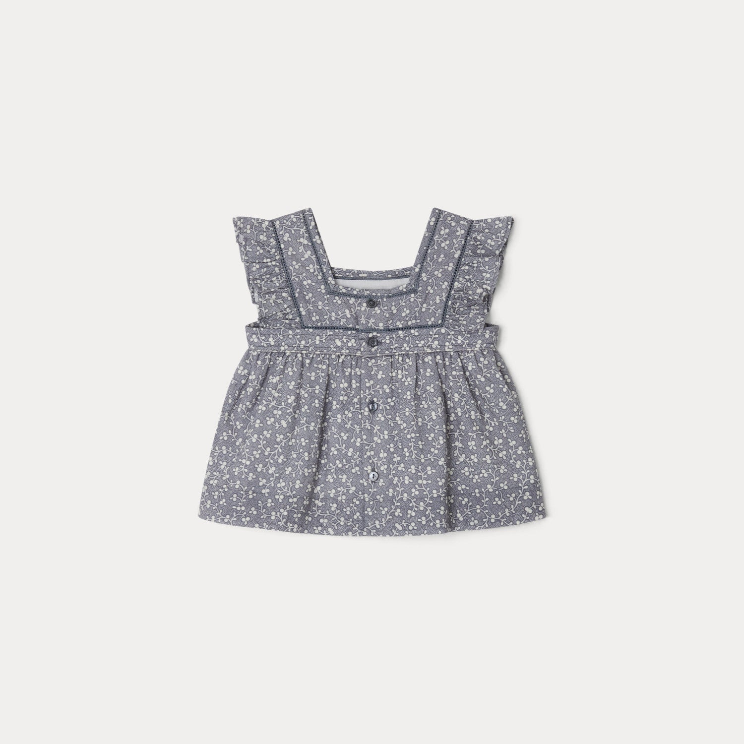 Baby Girls Blue Floral Cotton Top
