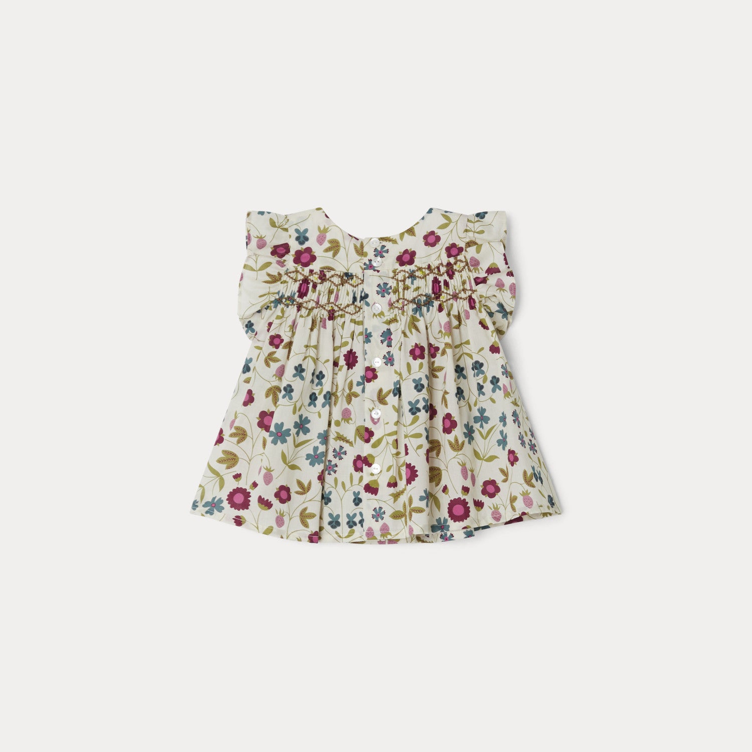 Baby Girls White Floral Cotton Top