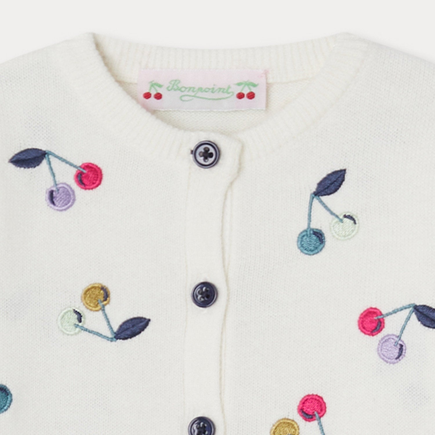 Baby Girls White Embroidered Logo Cotton Cardigan