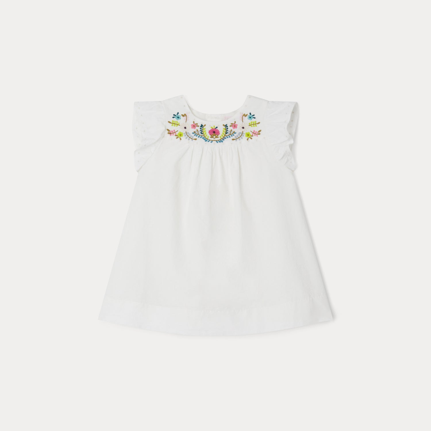 Baby Girls White Embroidered Cotton Dress