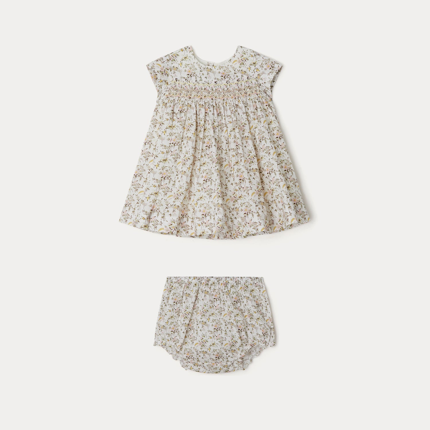 Baby Girls White Floral Cotton Dress Set
