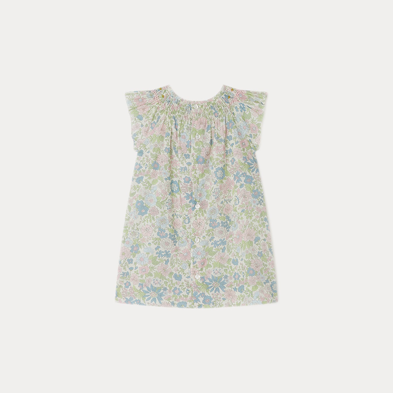 Baby Girls Pink Flowers Cotton Dress