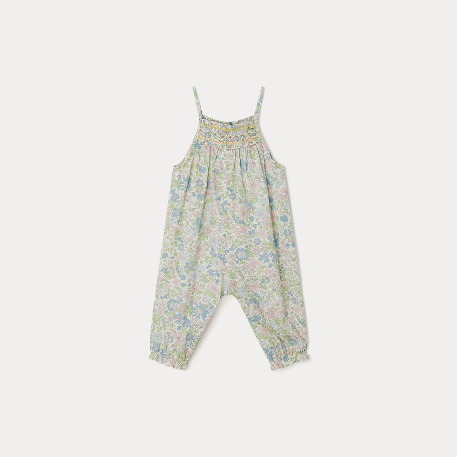 Baby Girls Mint Flower Cotton Jumpsuit
