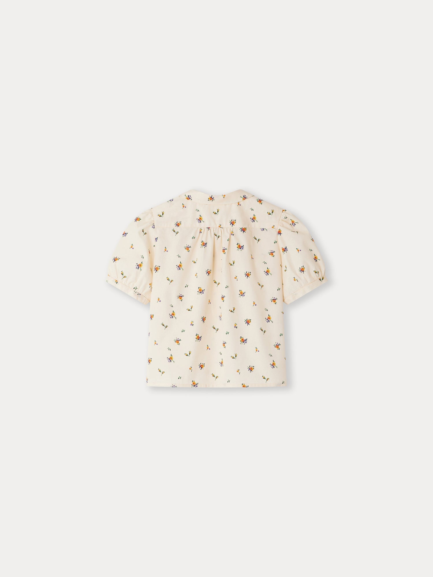 Girls Beige Floral Cotton Shirt