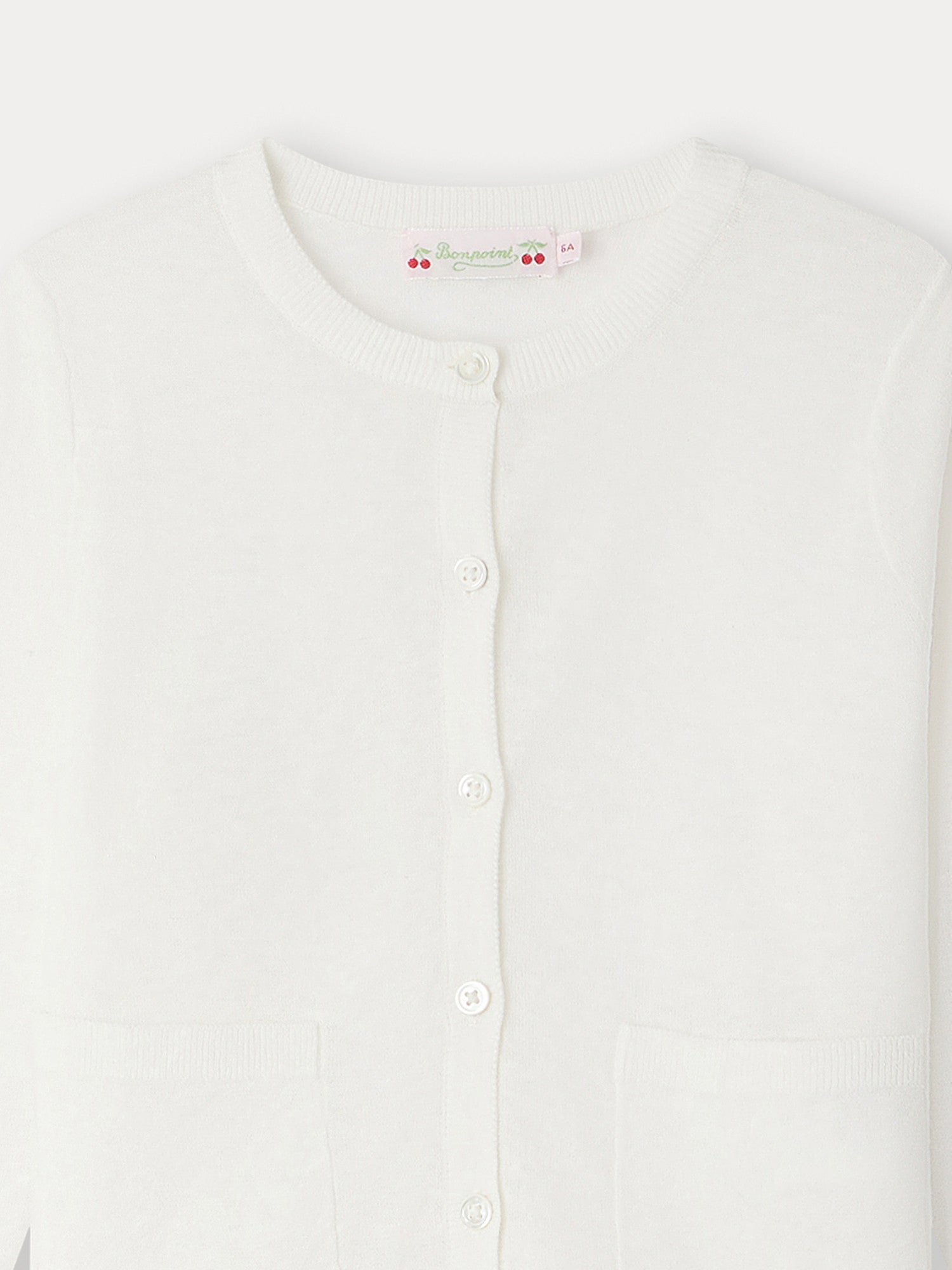 Girls White Cotton Cardigan