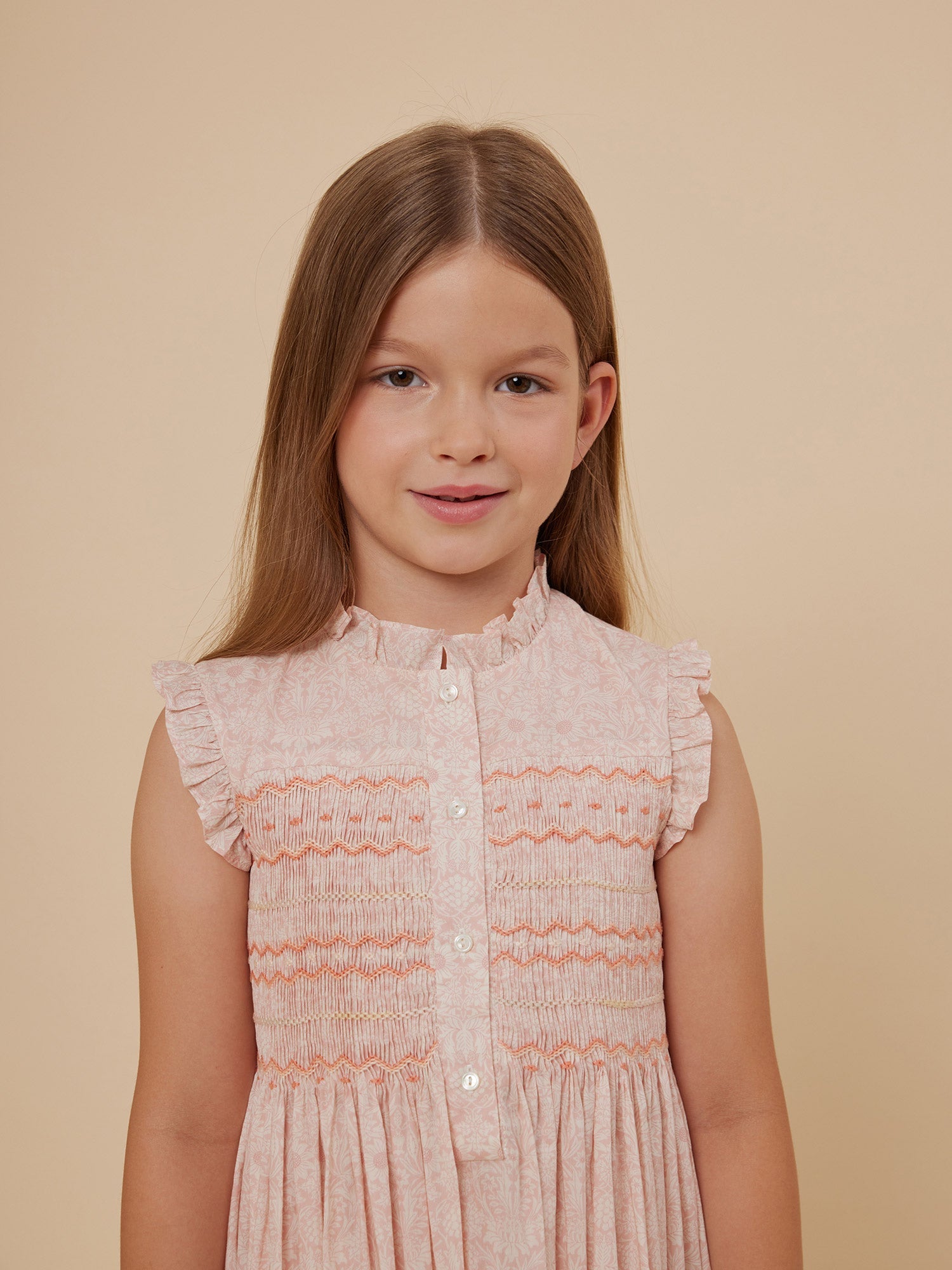 Girls Pink Floral Cotton Dress
