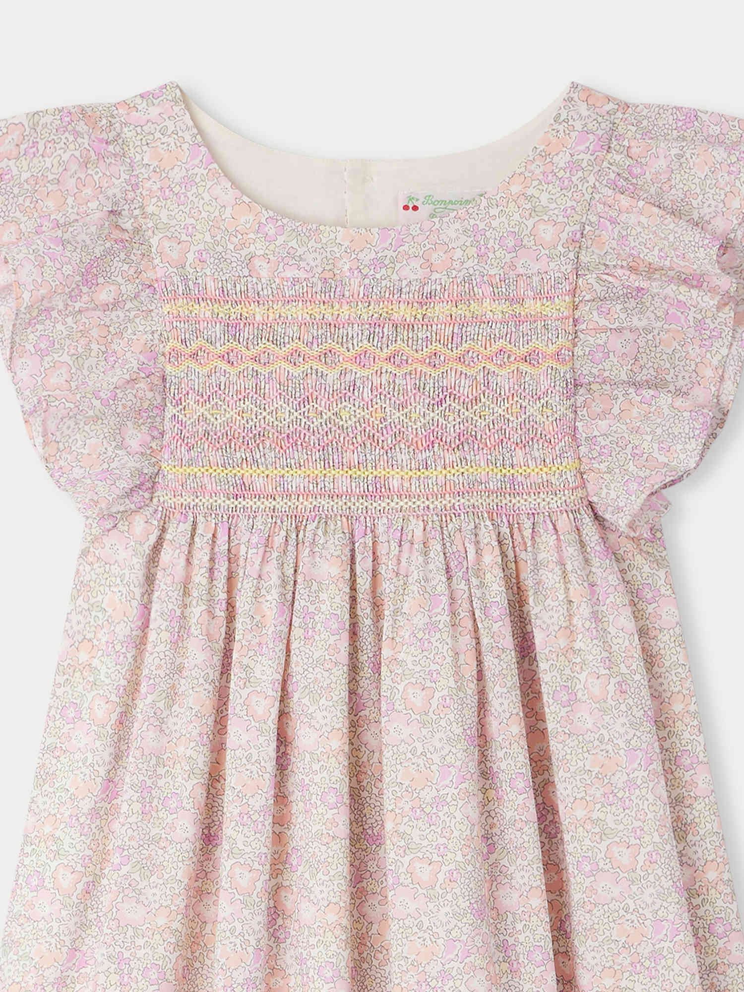 Girls Light Pink Floral Cotton Dress