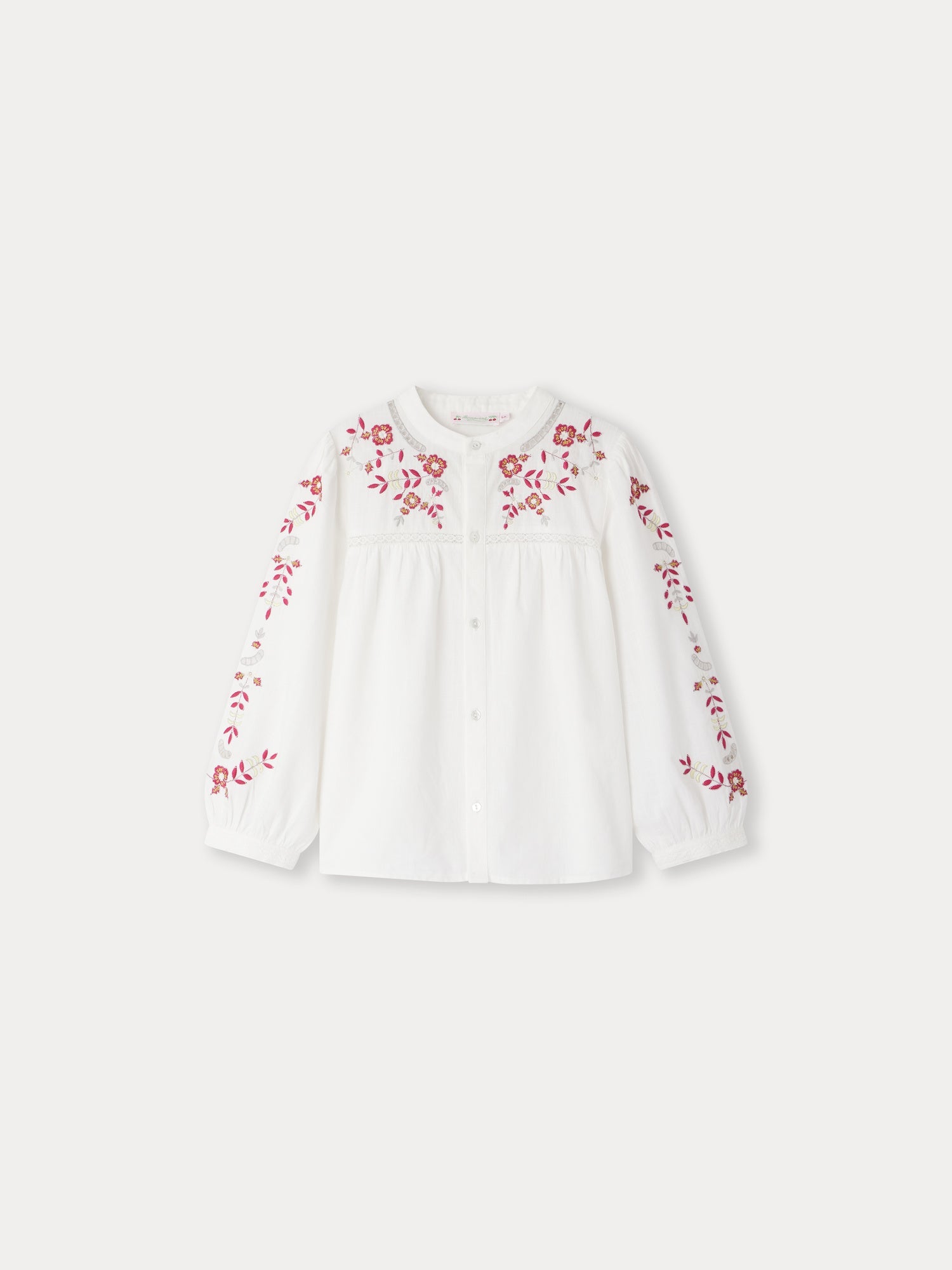 Girls White Embroidered Cotton Shirt