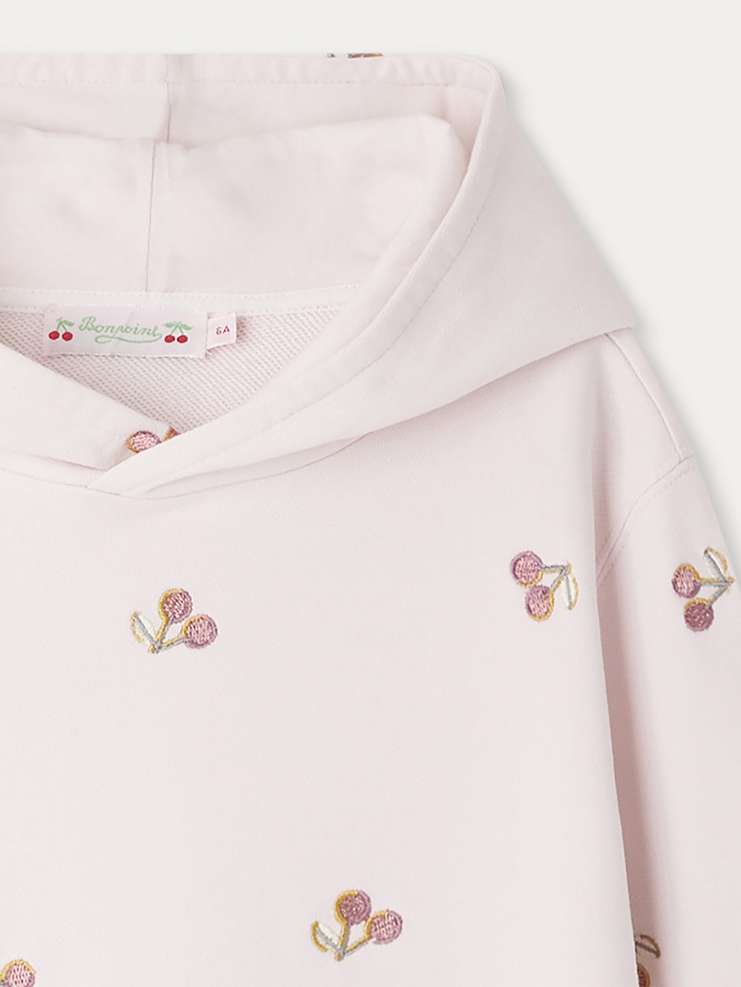 Girls Pink Embroidered Hooded Sweatshirt