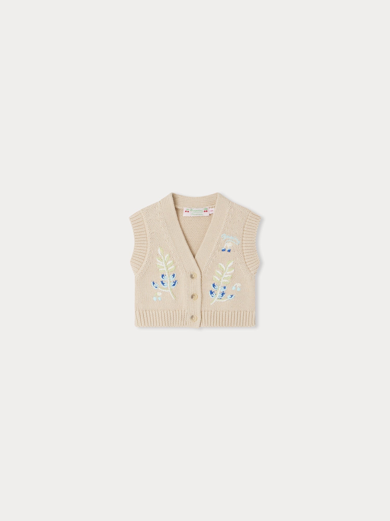 Baby Girls Beige Cotton Gilet