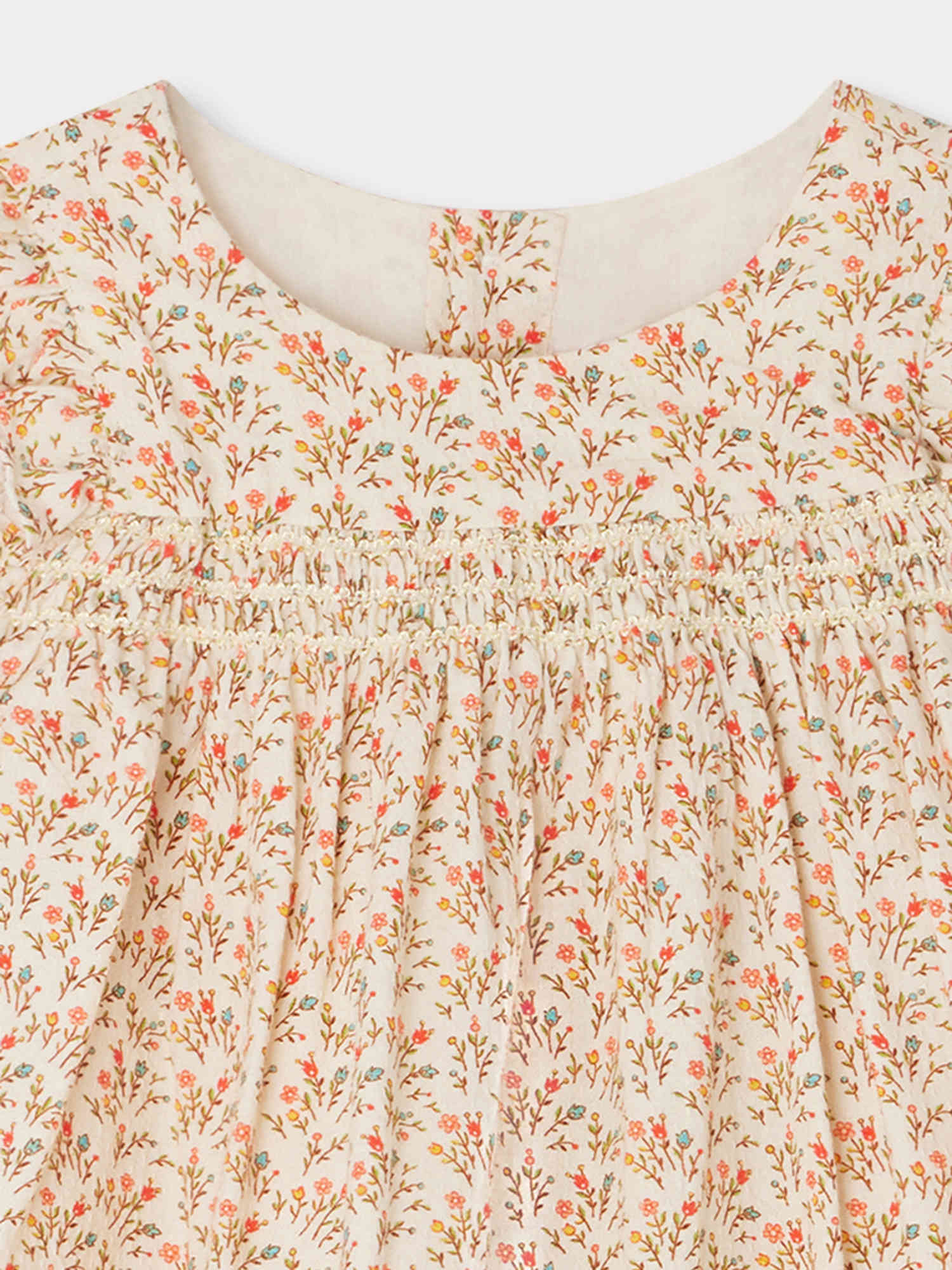 Baby Girls Beige Floral Cotton Dress