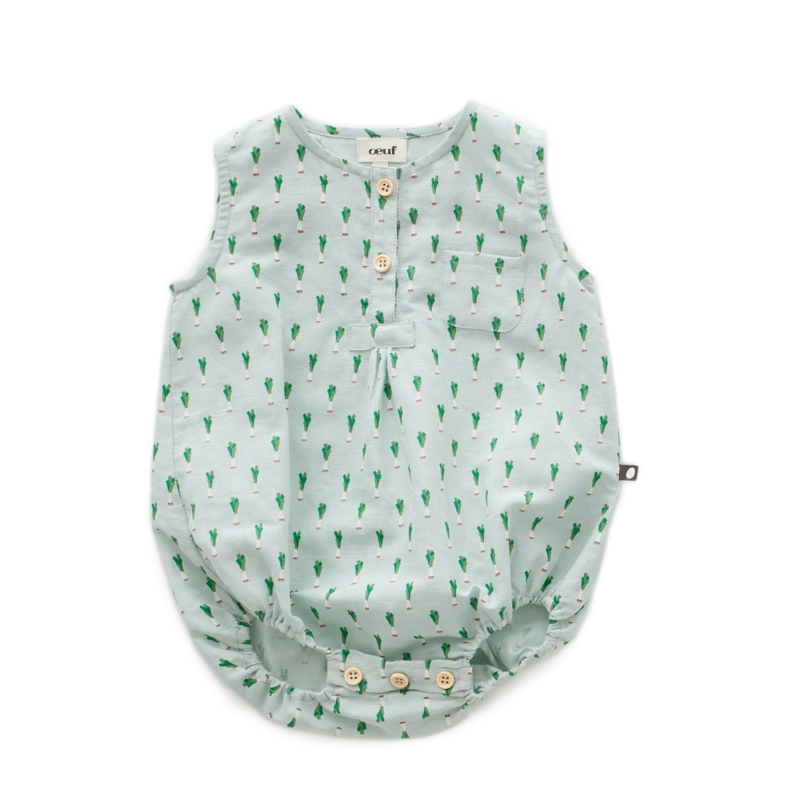 Baby Girls Mint Green Leek Print Romper